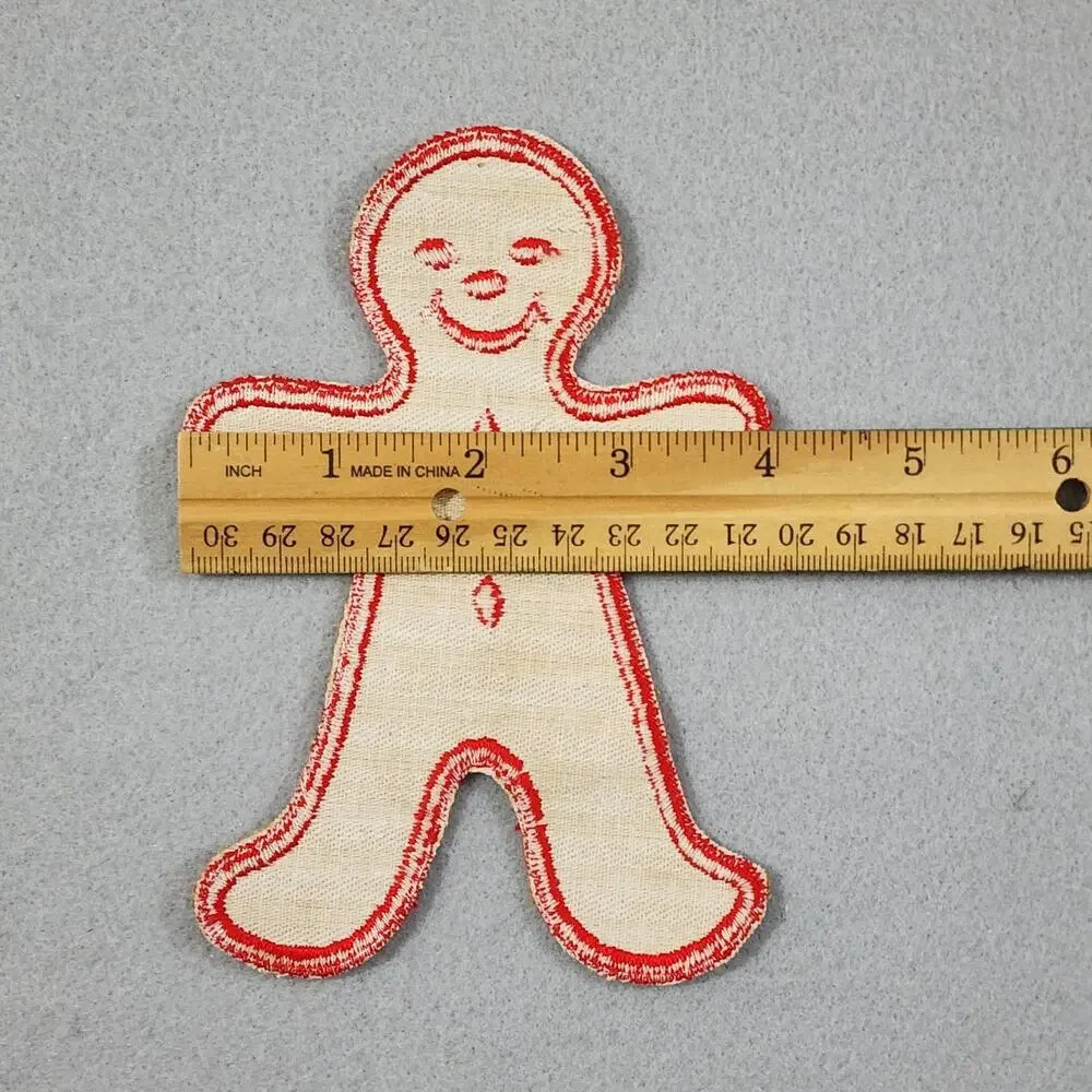 Christmas Patch Appliques Gingerbread Men x2 Santa & Reindeer 3pcs Embellishment